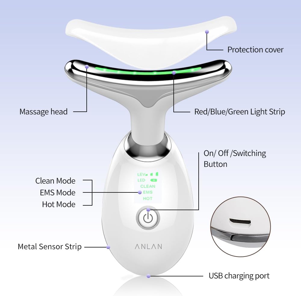 Face Massager - Anti-Aging, Skin Tightening & Wrinkle Reduction Device with 7 Colours & 3 Modes