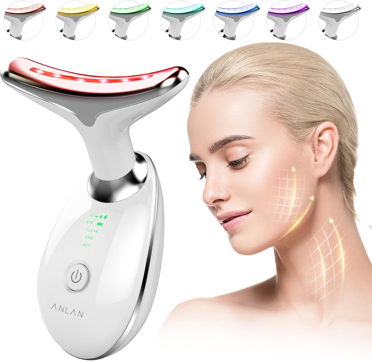 Face Massager - Anti-Aging, Skin Tightening & Wrinkle Reduction Device with 7 Colours & 3 Modes